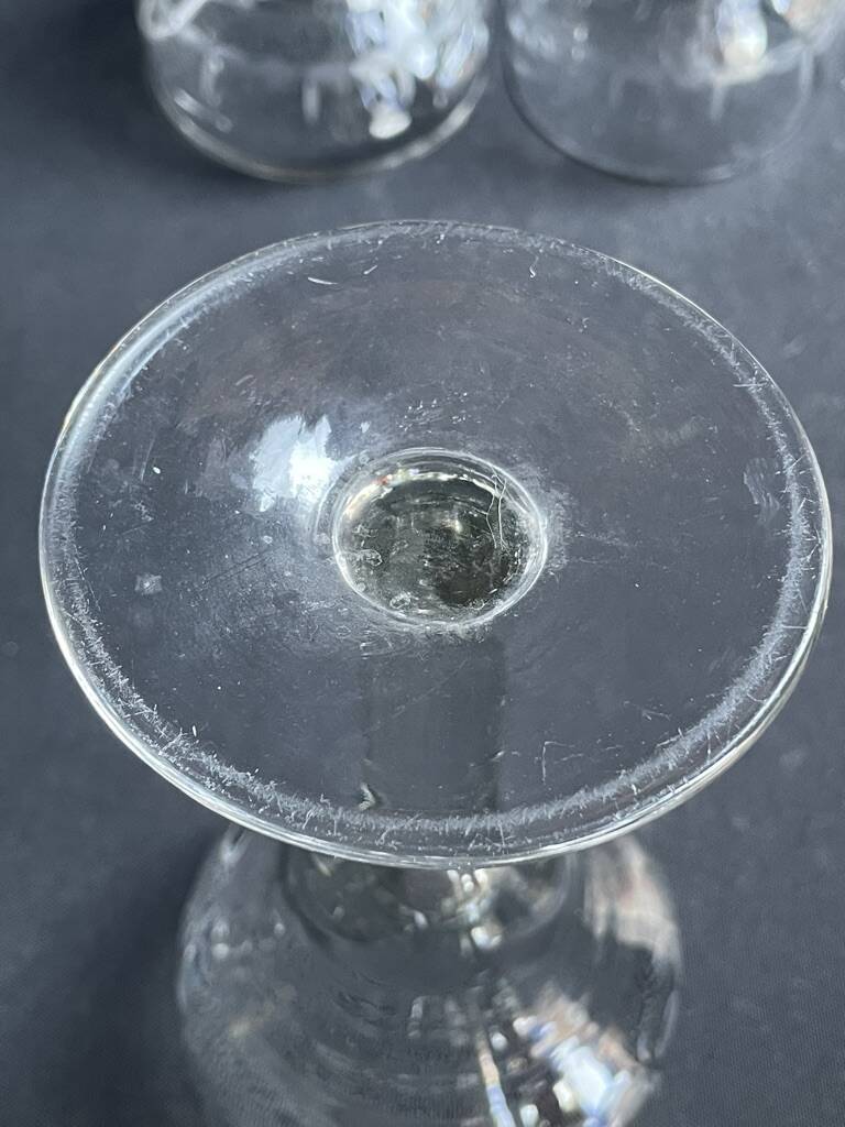 6 old blown and cut bistro glasses