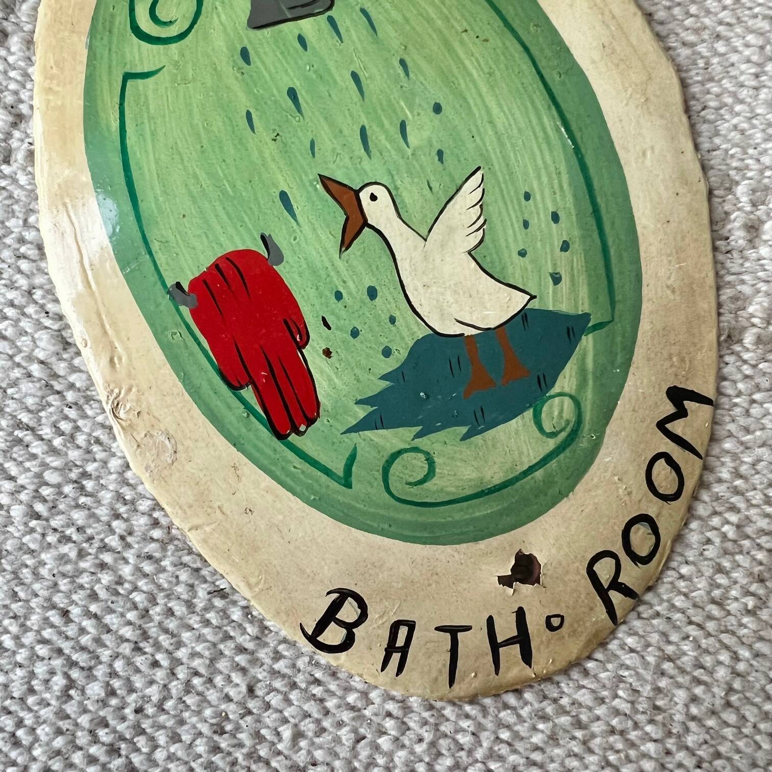 Old enameled plaque “Bathroom”