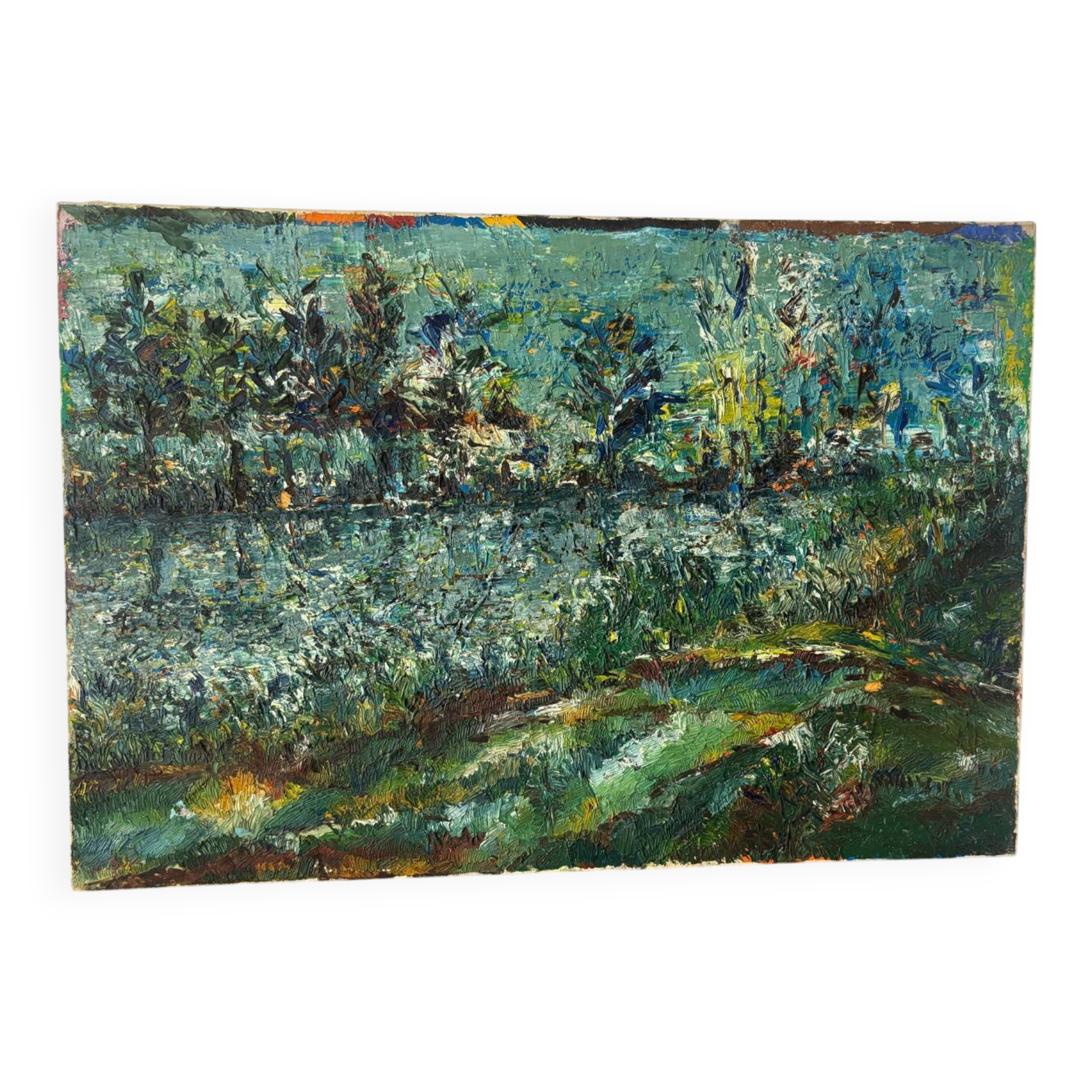 Lakeside landscape signed