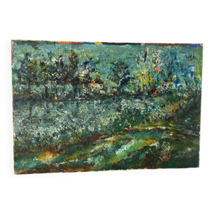 Paysage lacustre signé