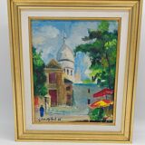 Oil on canvas by Gino Milani "view of the Basilica of the Sacred Heart in Montmartre"