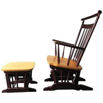 Fauteuil à bascule et ottoman Glider, années 1960