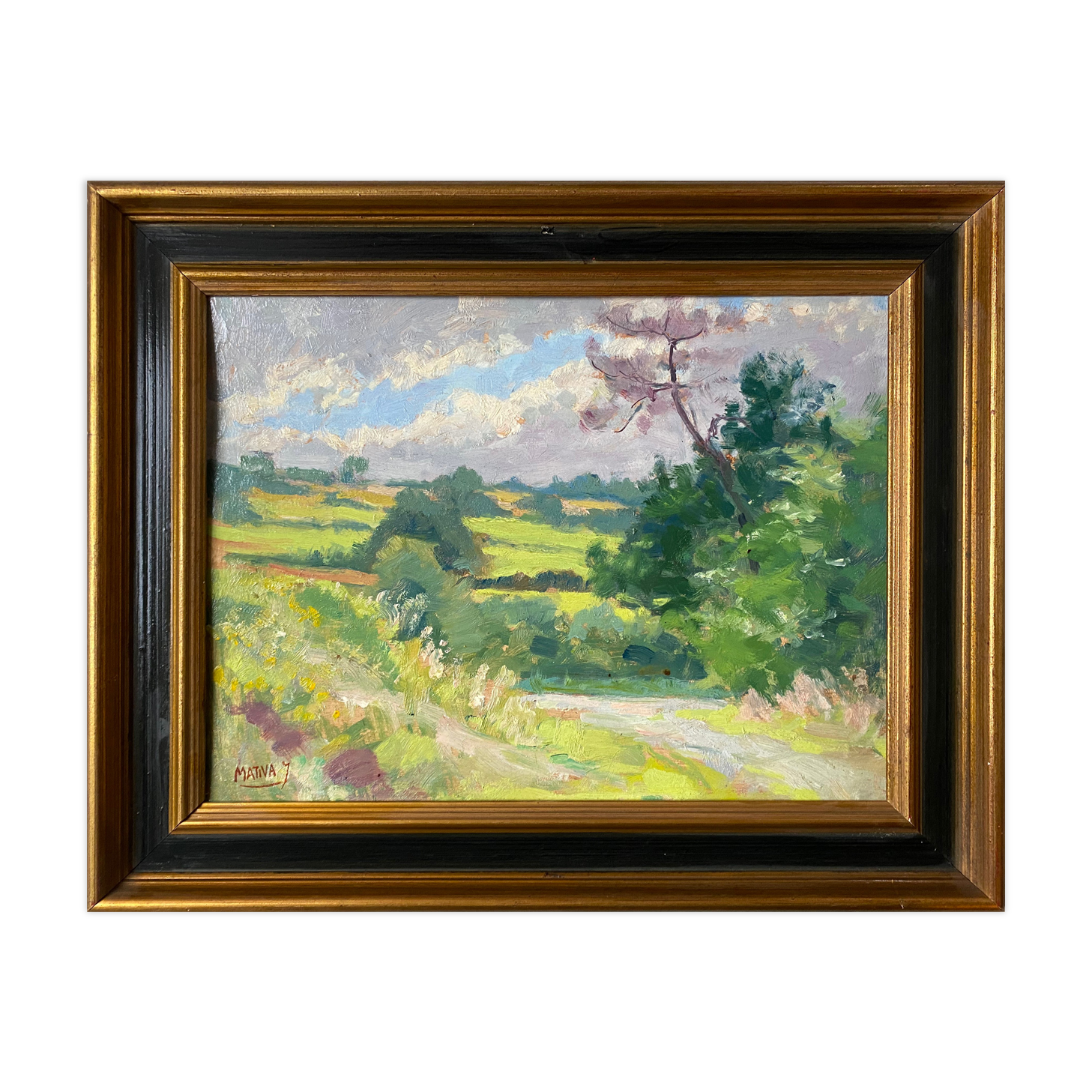 Painting "Quietude Ardennaise" Jules Mativa (XX°) HSC + frame Ardennes