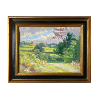 Painting "Quietude Ardennaise" Jules Mativa (XX°) HSC + frame Ardennes