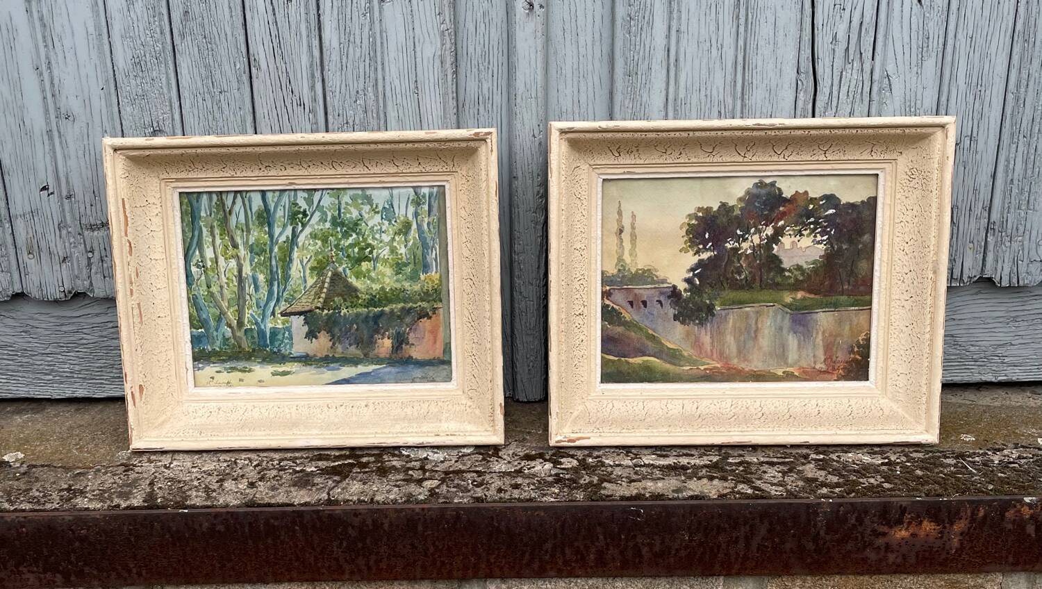 Two old watercolours of nature