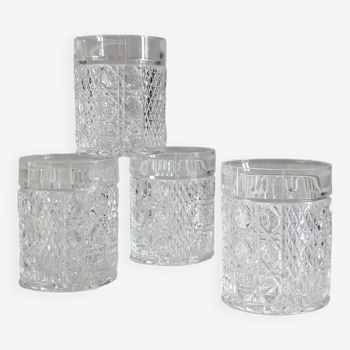 4 Vintage molded crystal whiskey glasses