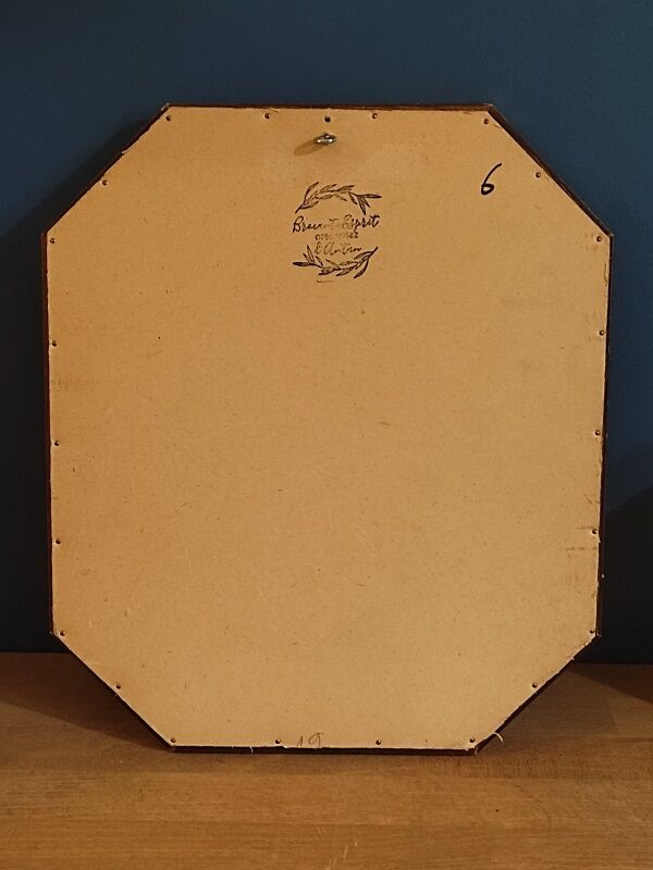 Hexagonal mirror golden carved solid wood frame