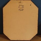 Hexagonal mirror golden carved solid wood frame