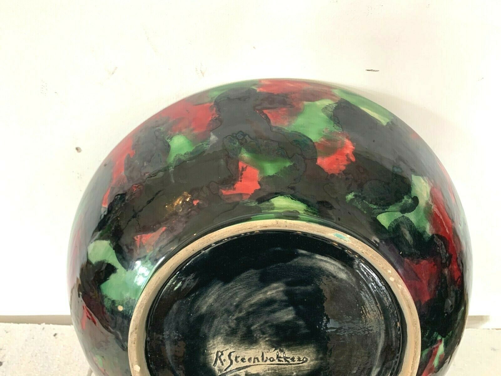 Enamelled ceramic dish by R Steenbakkers 70s