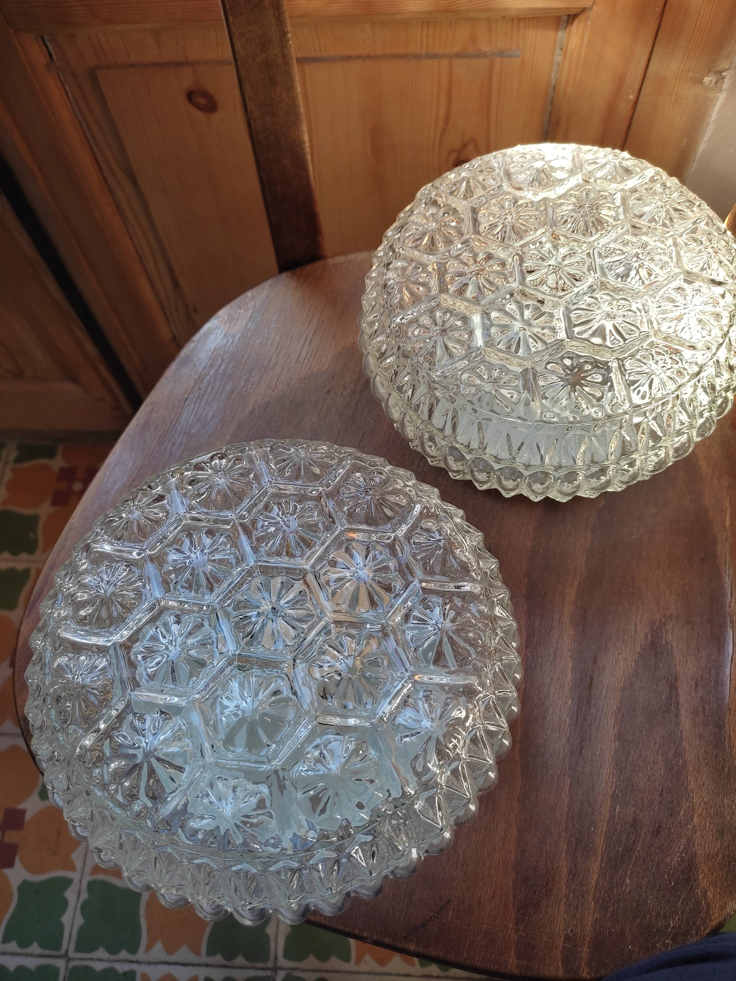 Glass ceiling lamp with small flowers