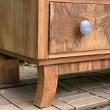 Art Deco chest of drawers in raw walnut burl