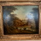 Oil on oak panel animated landscape xix century