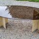 70s travertine and smoked glass designer coffee table