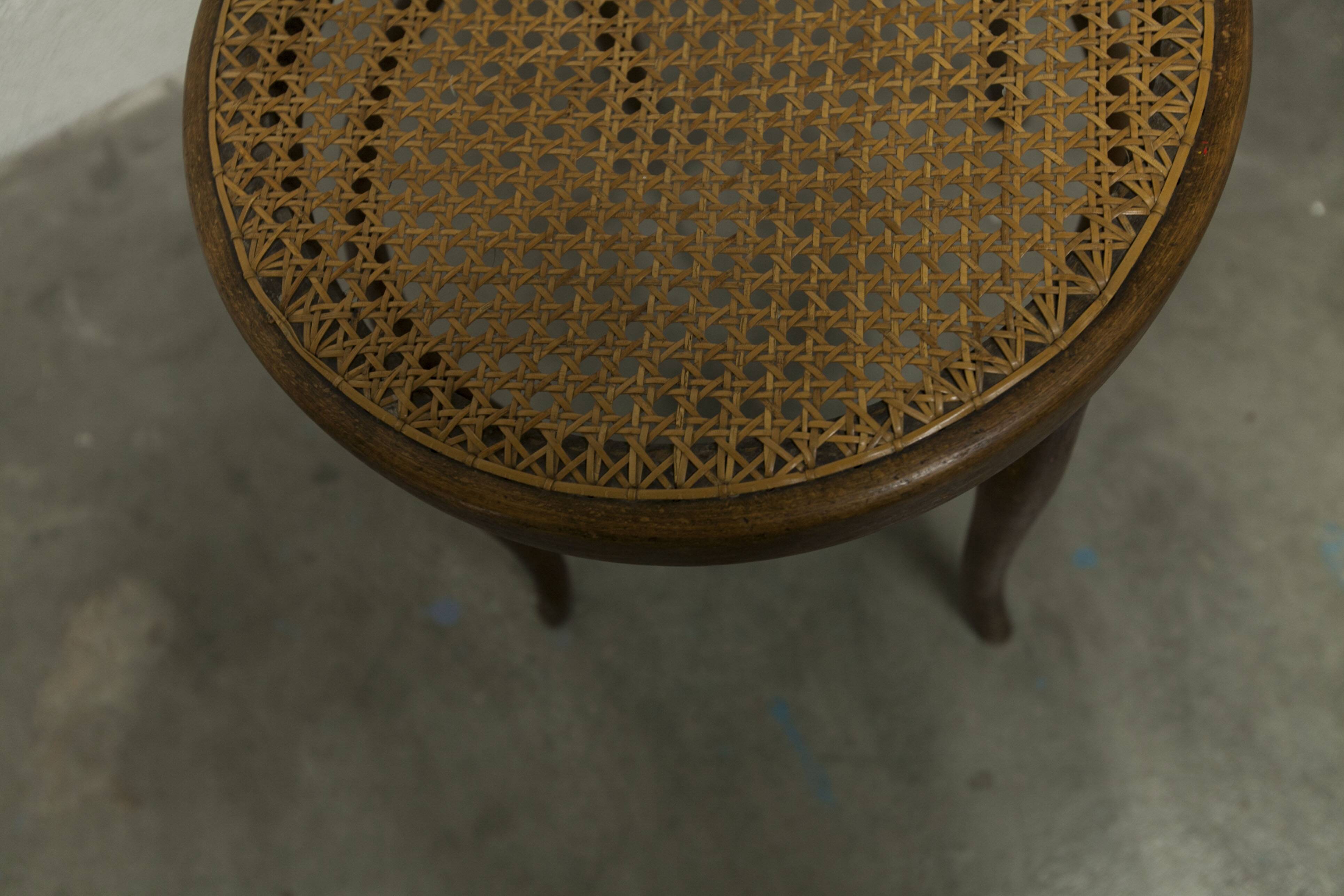 1920s curved wooden cane bistro chair