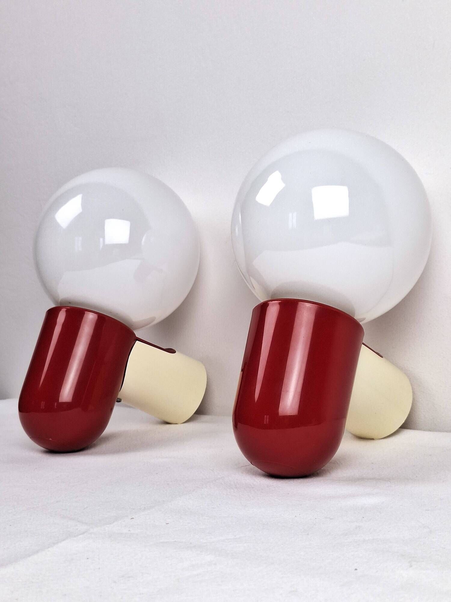 Pair of Allibert 70s space age plastic wall lamps