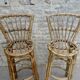 Pair of high stools, bar, rattan with back