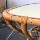 Table basse rotin et formica vintage 1970