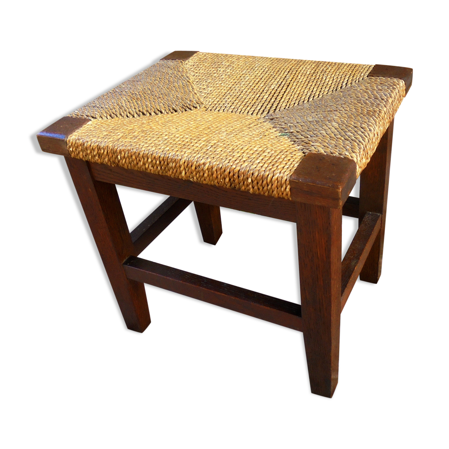 Natural roped wood tabouret