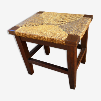 Natural roped wood tabouret