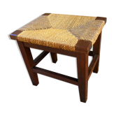 Natural roped wood tabouret