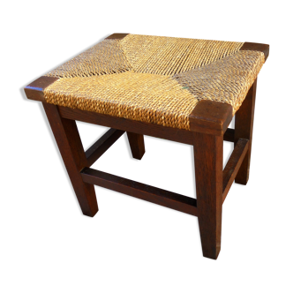 Natural roped wood tabouret