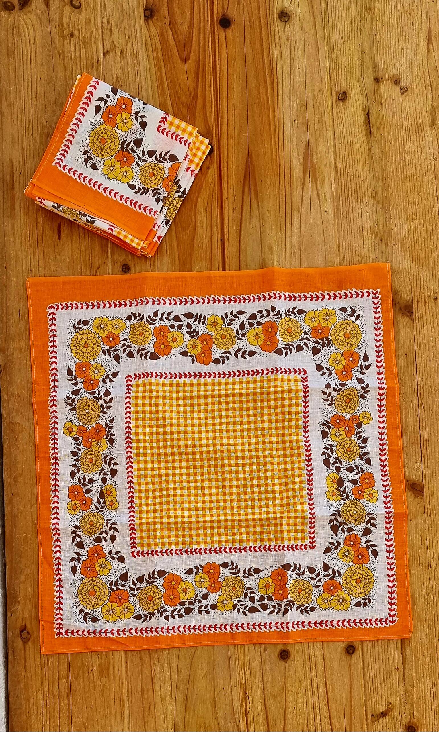 Set of 5 vintage orange napkins
