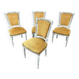 Set de 4 chaises françaises style Louis XVI vintage 1950 rococo Provence SHABBY CHIC