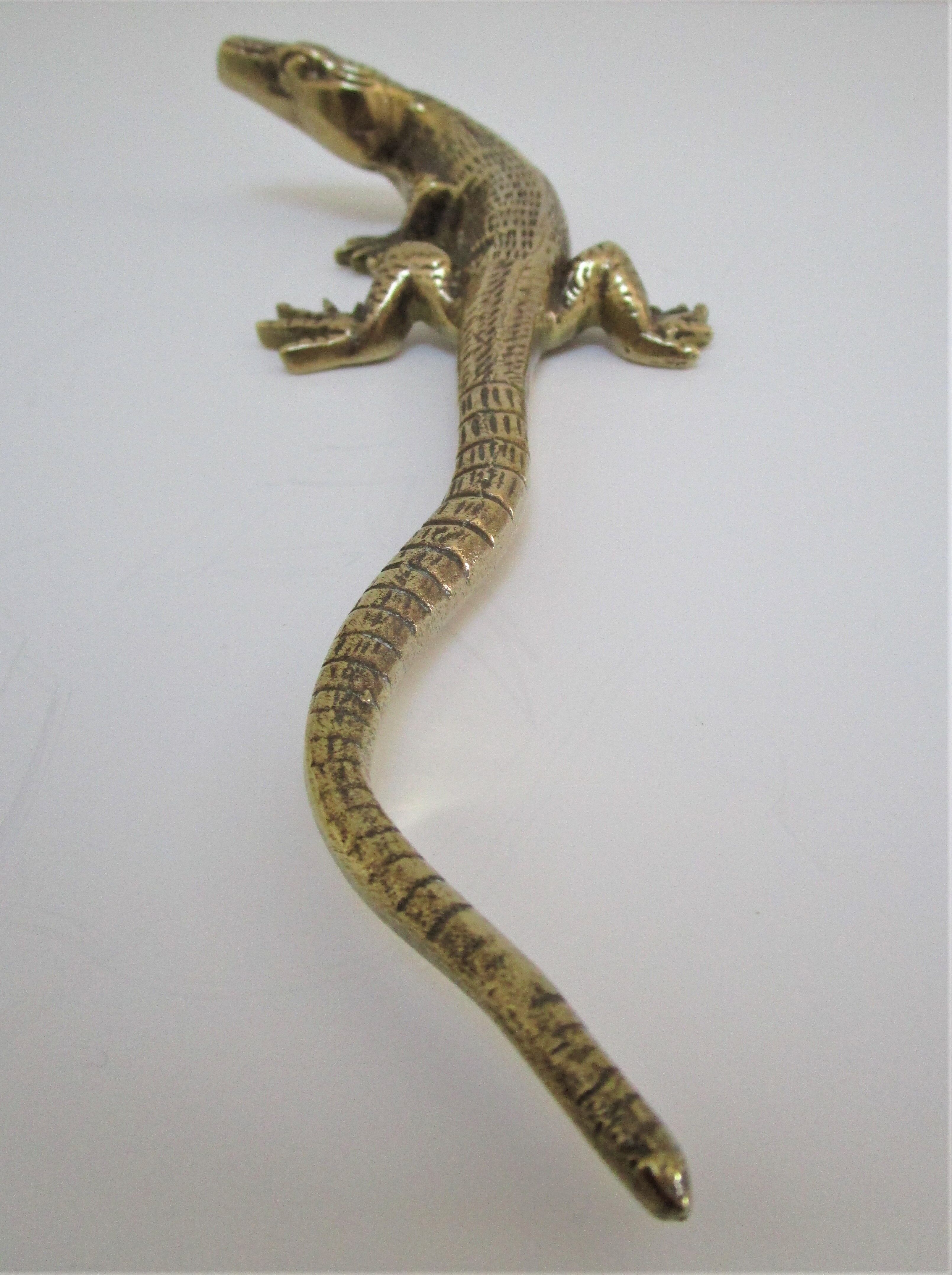 solid brass lizard gilded bronze 70s
