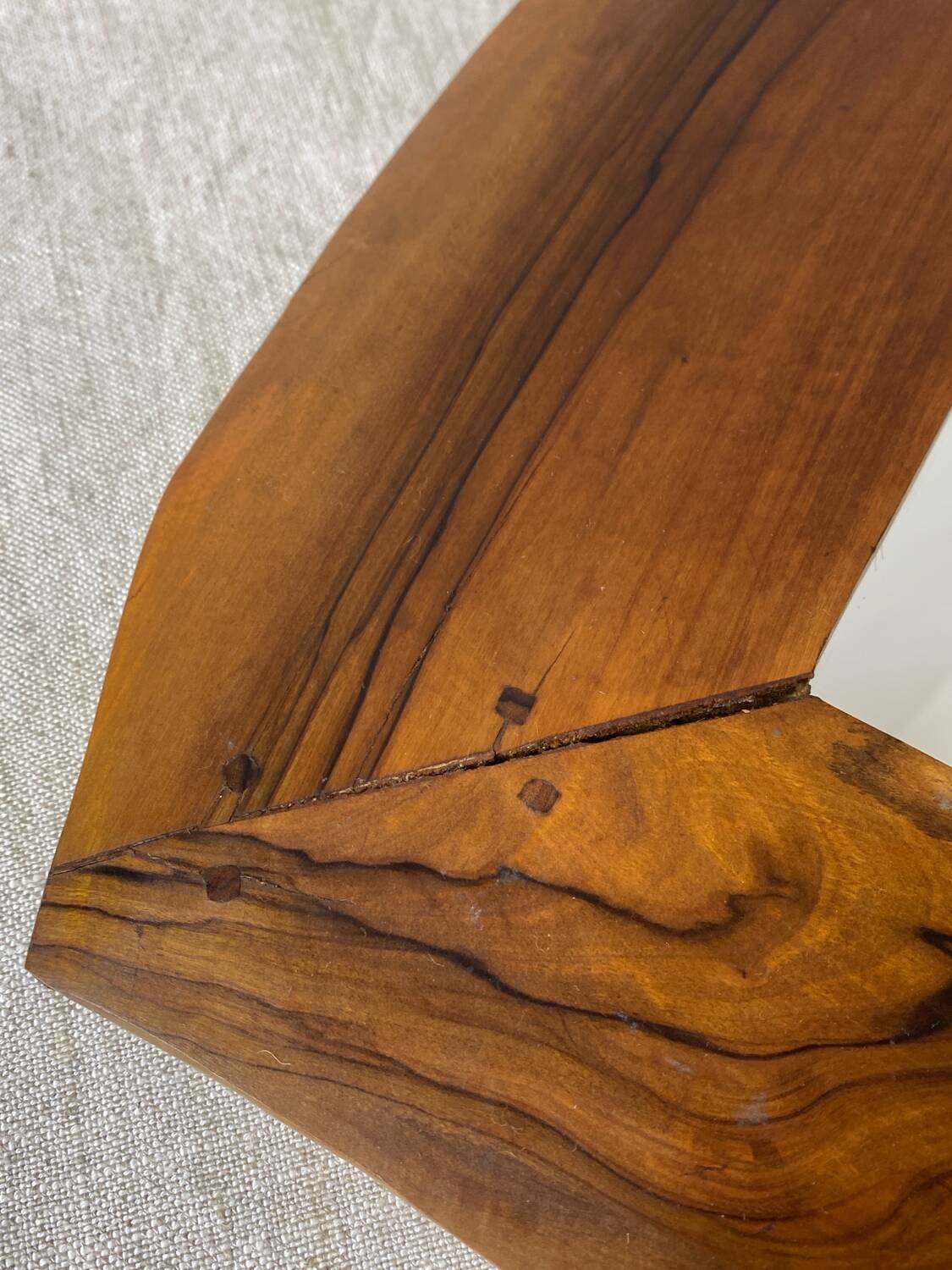 Vintage olive wood mirror in free form