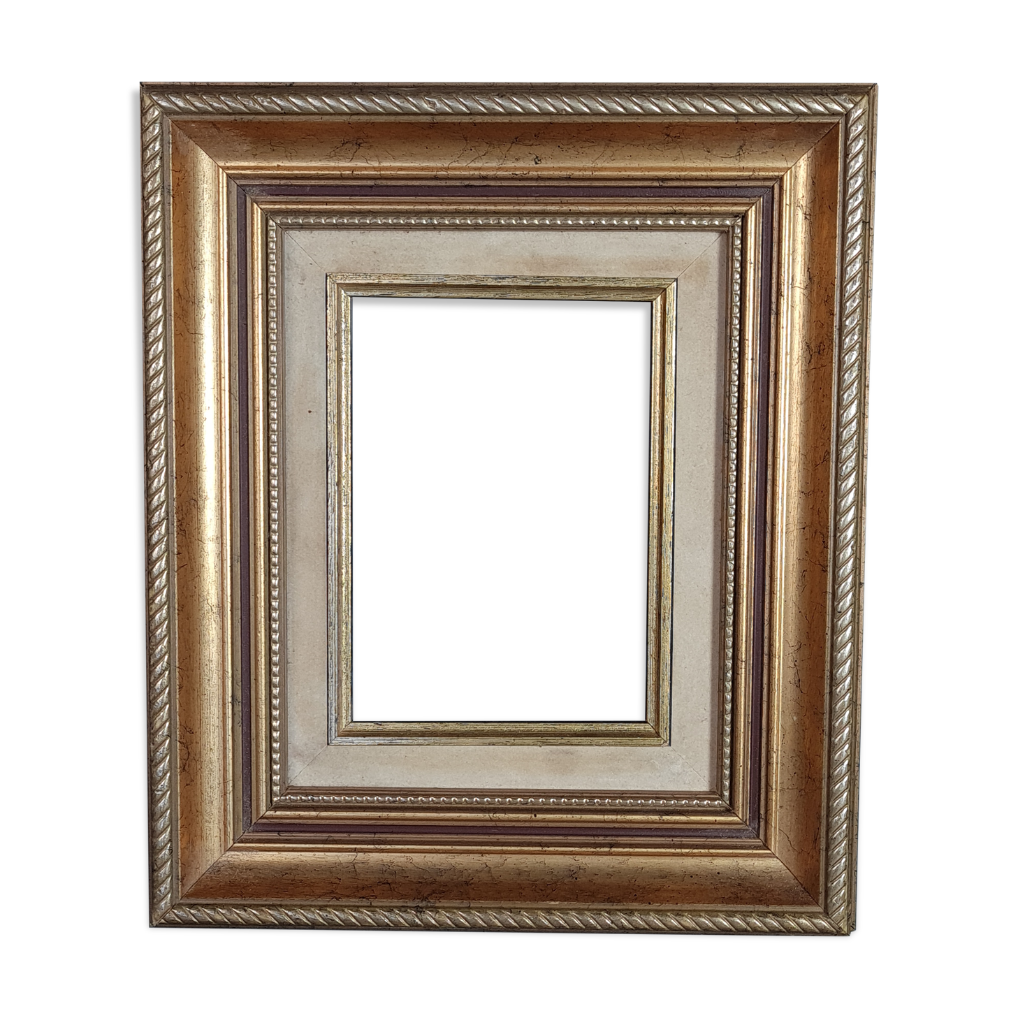 Frame wood stucco gilded gold leaf 30x26 foliage 16.4x11.9 cm