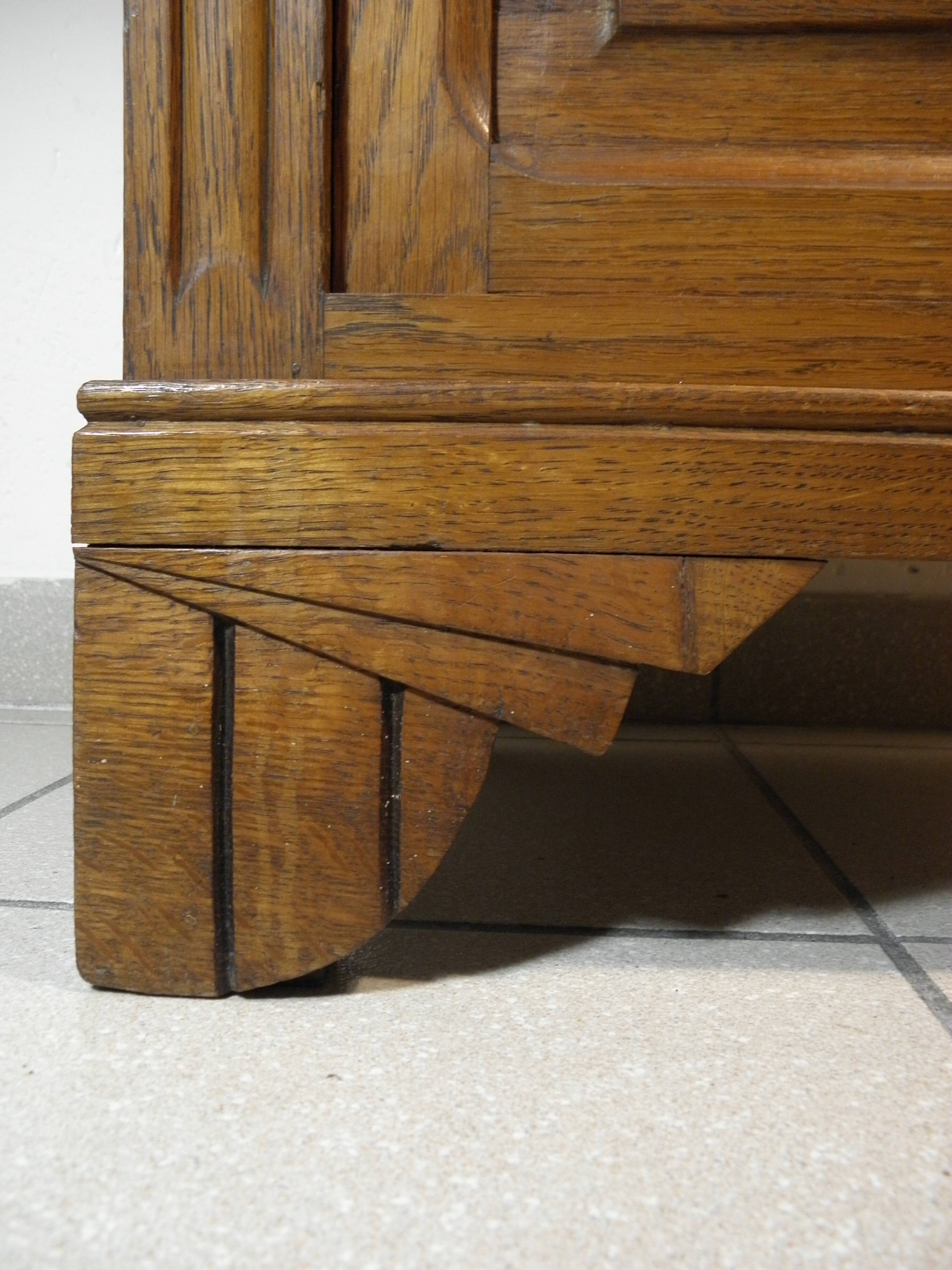 Art Deco oak and marble bedside table