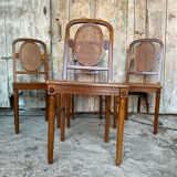 4 chaises anciennes style Louis XVI en bois et cannage, XIXème s.