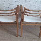 Paire de fauteuil pieds compas années 50.
