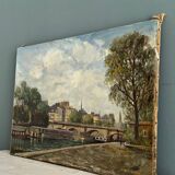 The Pont Neuf Paris, oil on canvas signed and dated