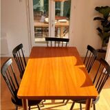 Large extendable designer dining table (seats 6 to 10), vintage, from the end of the 60s