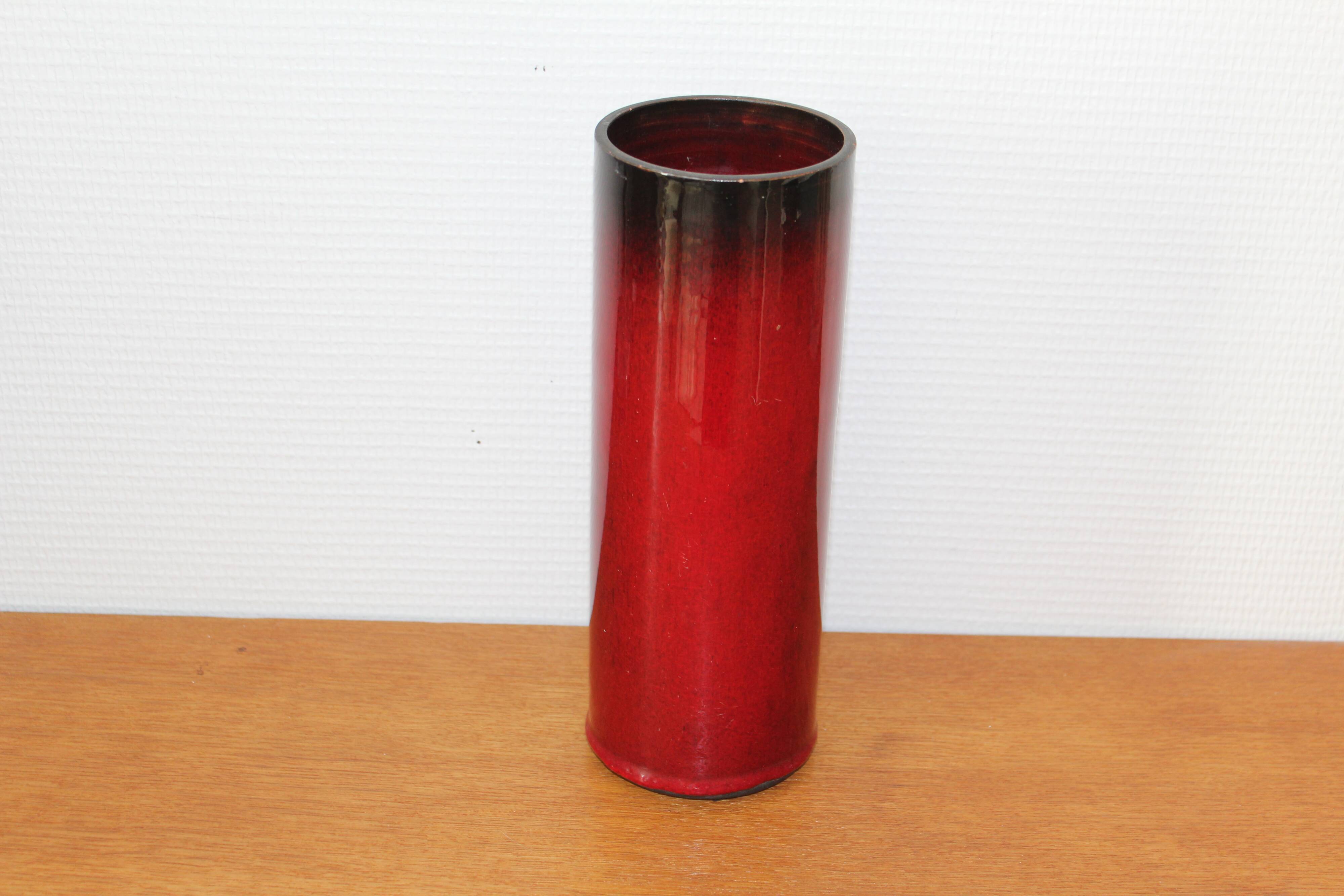 Red ceramic vase 1950