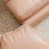 Canapé modulaire en cuir rose vintage Petronio par Tito Agnoli pour Poltrona Frau, design des années 1970.