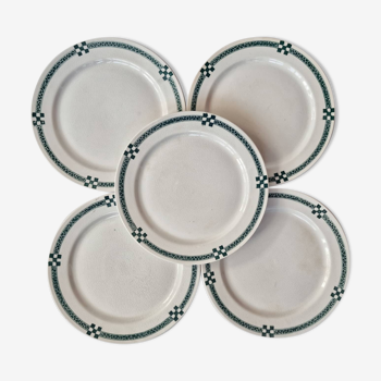 Lot de 5 assiettes plates Nancy - Creil et Montereau