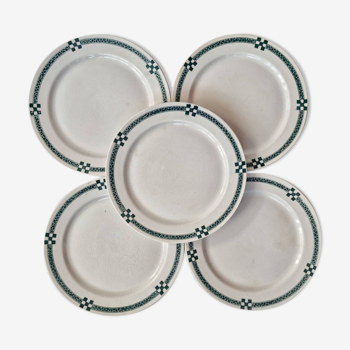 Set of 5 flat plates Nancy - Creil and Montereau