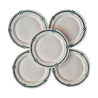 Set of 5 flat plates Nancy - Creil and Montereau