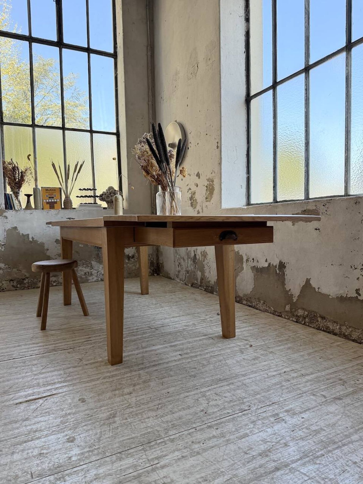 Table de ferme extensible en chêne massif