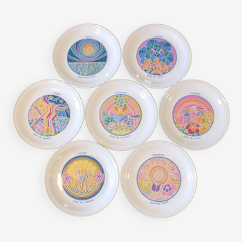 7 Paris porcelain table plates Days of the week zodiac signs