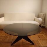 Table basse fer patiné nuagée 1960