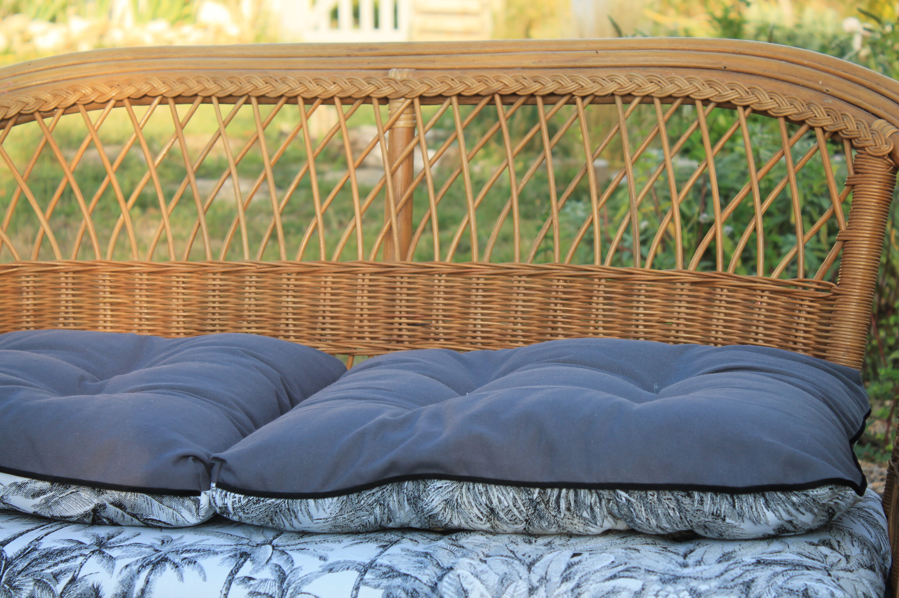 5-piece rattan salon 70/80 year jungle fabric