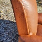 Club armchair in brown leather art deco 1930