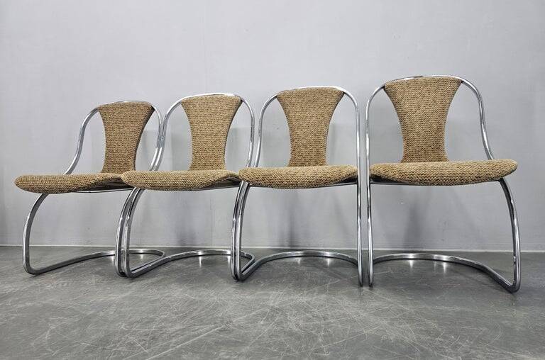 Set of Four Midcentury Dining Chairs, Gastone Rinaldi, Italy, 1970s