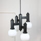 Vintage Geometric Black and Opaline Glass Ceiling Lamp