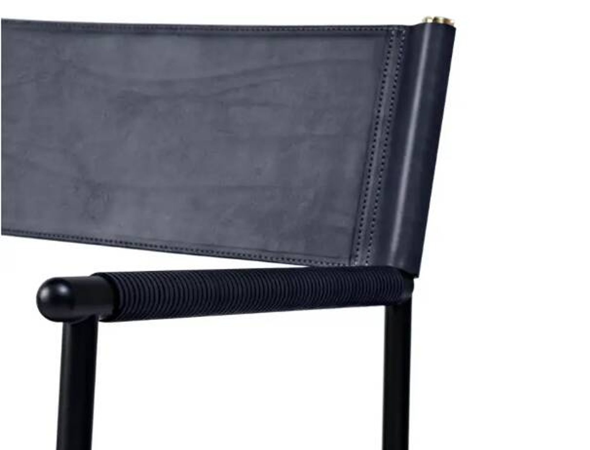 Paire de tabourets de bar avec dossier bleu marine et structure en métal