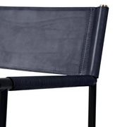 Paire de tabourets de bar avec dossier bleu marine et structure en métal