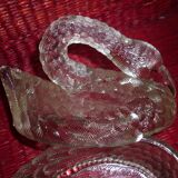 Swan-shaped glass butter dish